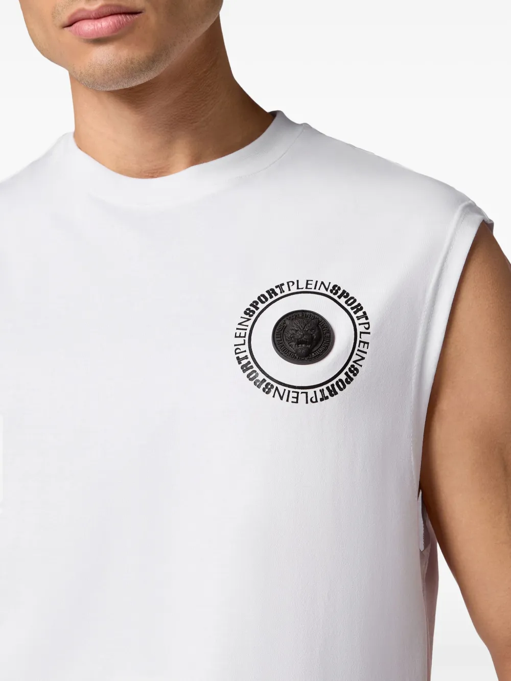 Plein Sport Tanktop met logopatch en ronde hals Wit