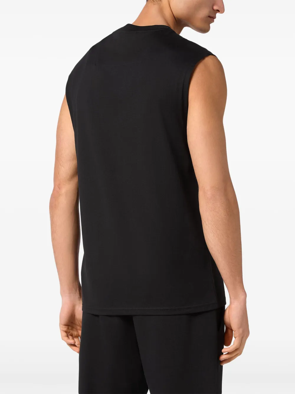 Plein Sport Tanktop met logopatch en ronde hals Zwart