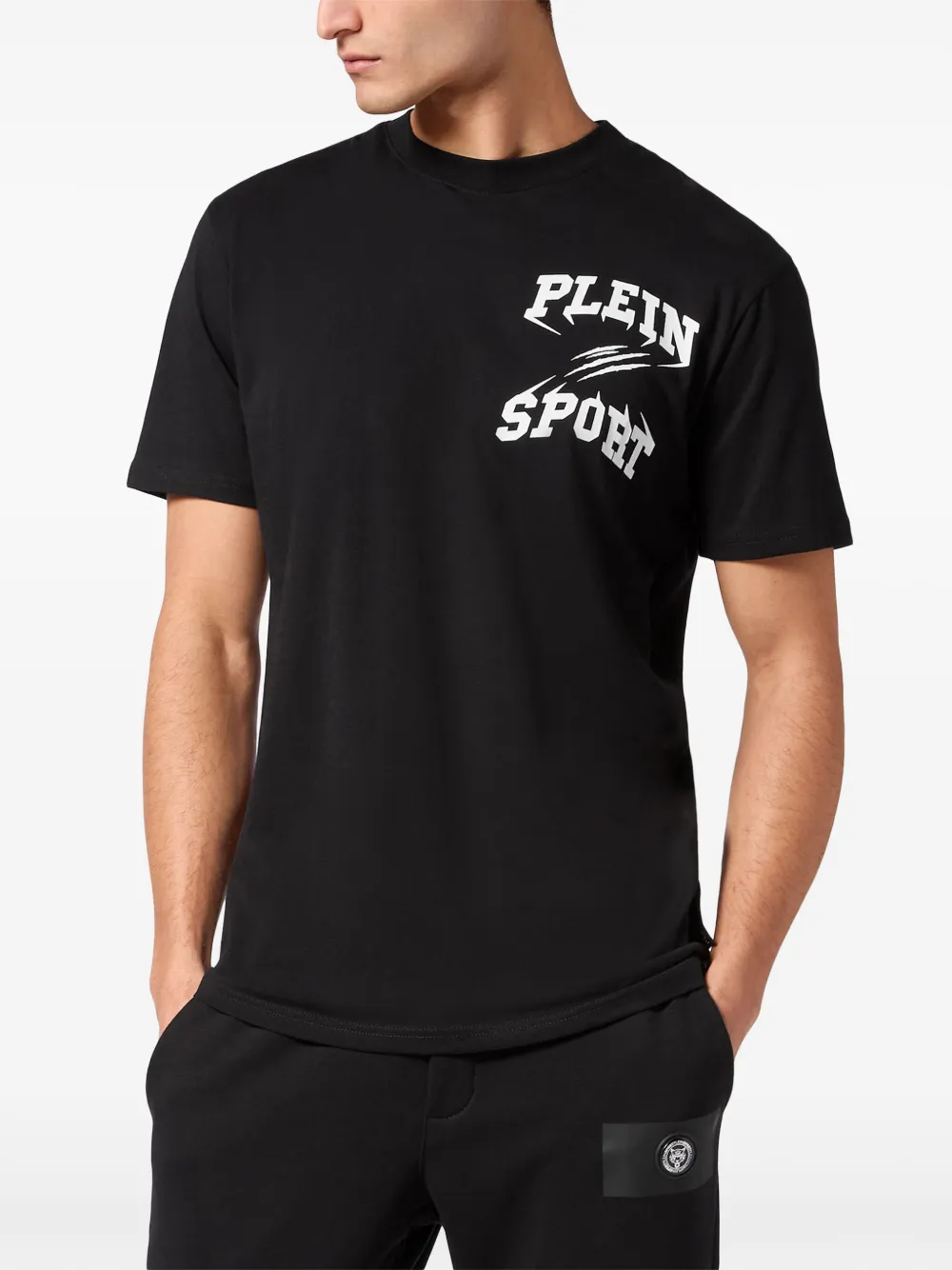 Plein Sport T-shirt met logoprint en ronde hals Zwart