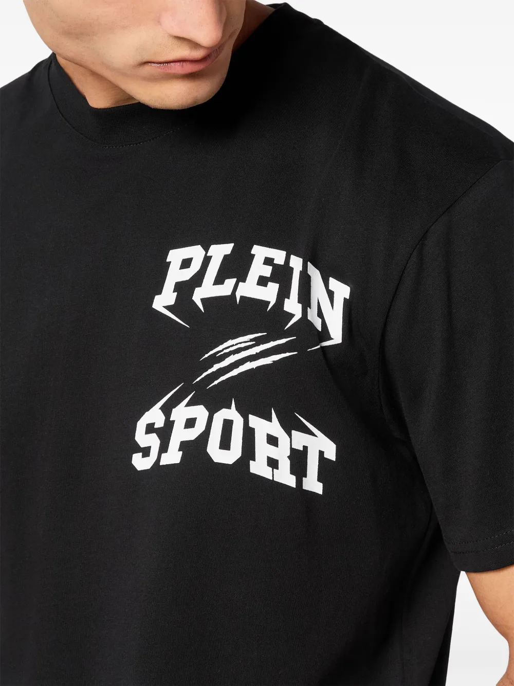 Plein Sport T-shirt met logoprint en ronde hals Zwart
