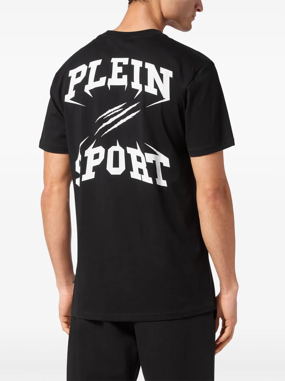 Plein Sport T-shirt met logoprint en ronde hals Zwart