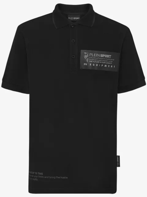 Plein Sport playera tipo polo de piqué con logo estampado