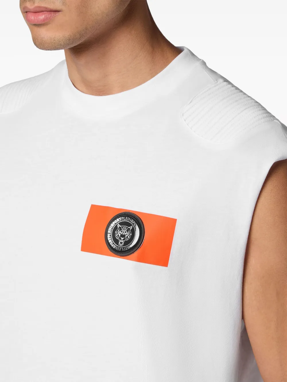 Plein Sport Mouwloos T-shirt met logopatch Wit