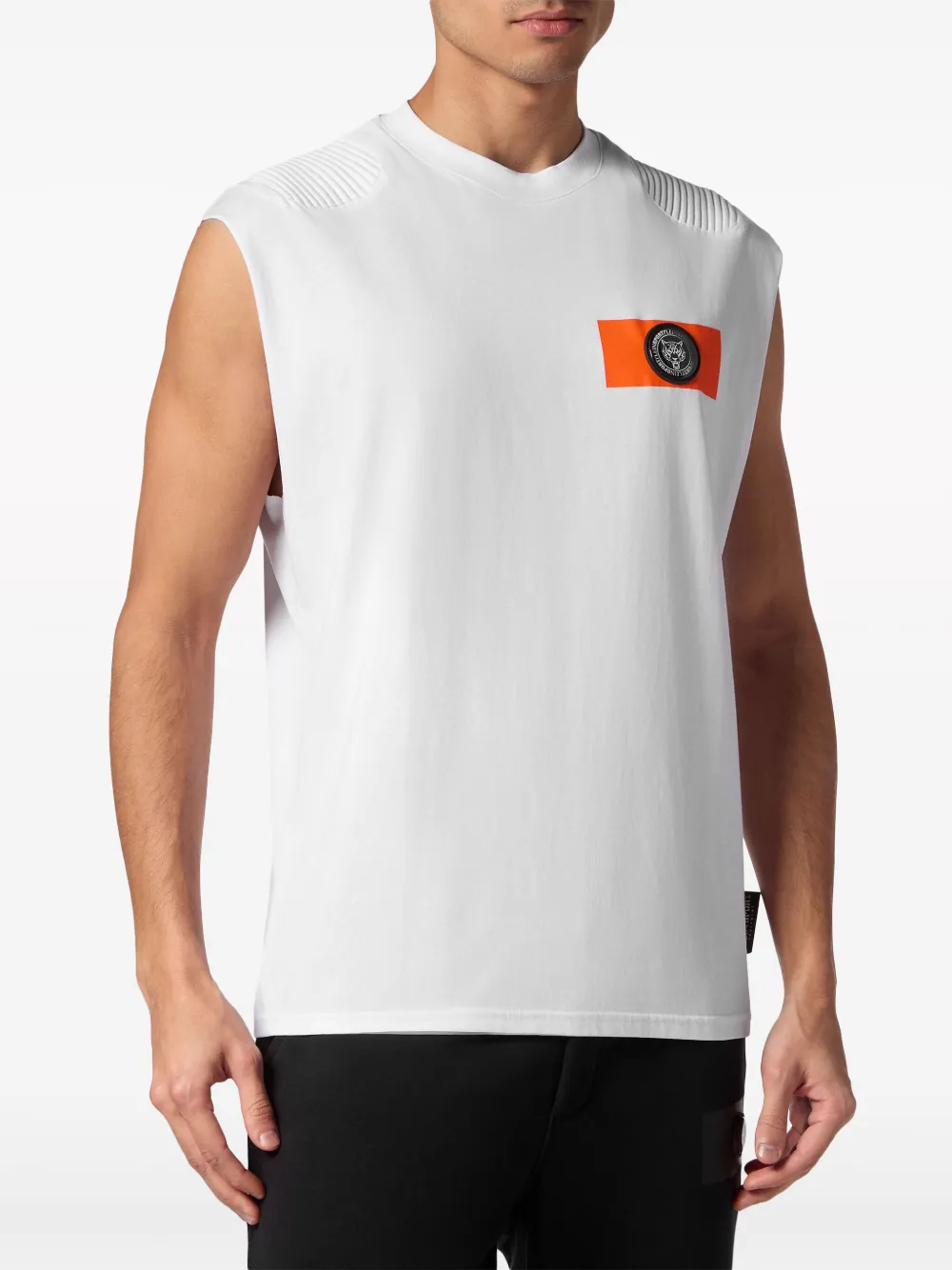 Plein Sport Mouwloos T-shirt met logopatch Wit