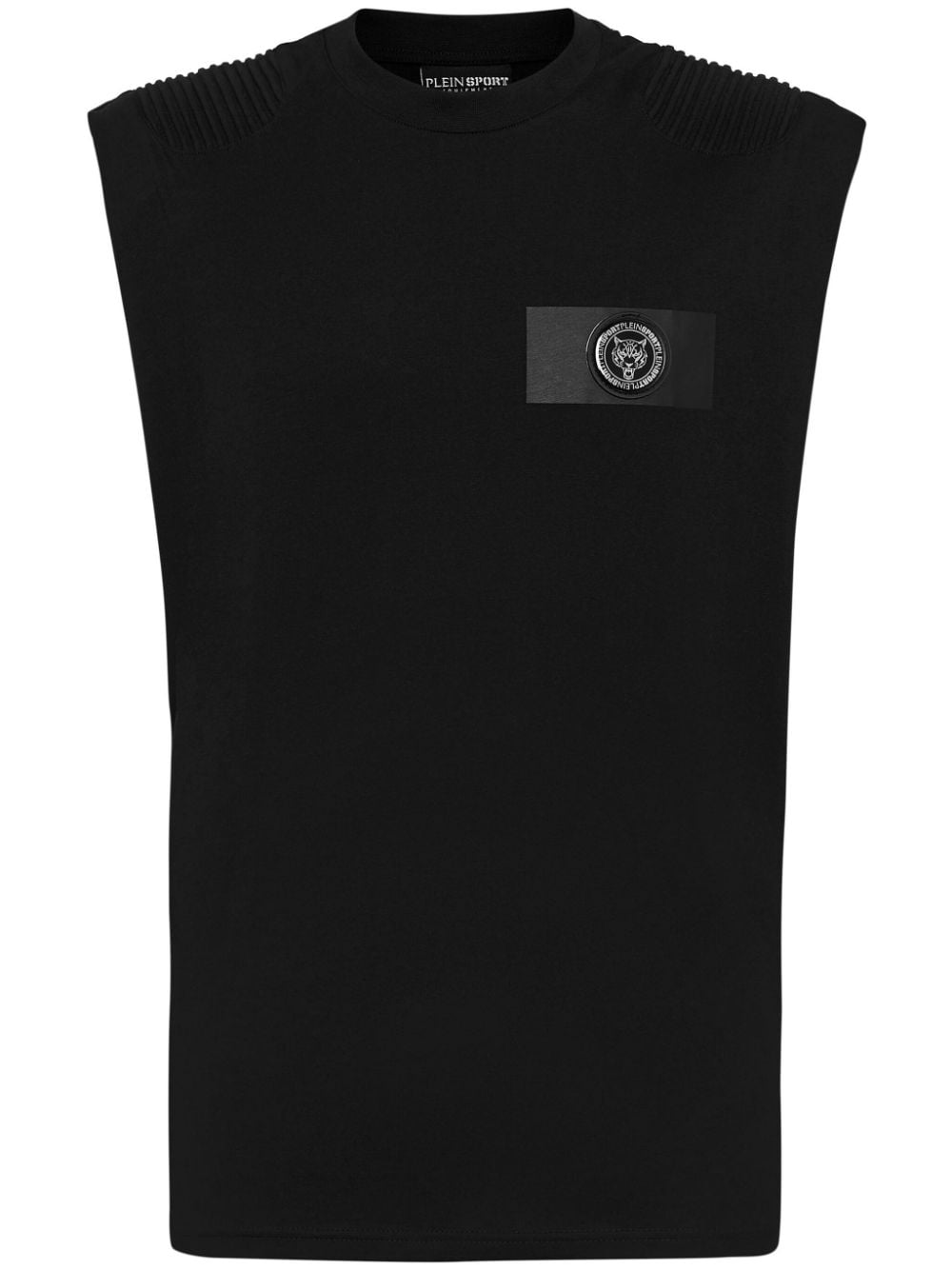 Plein Sport Logo Patch Sleeveless T-shirt In Black