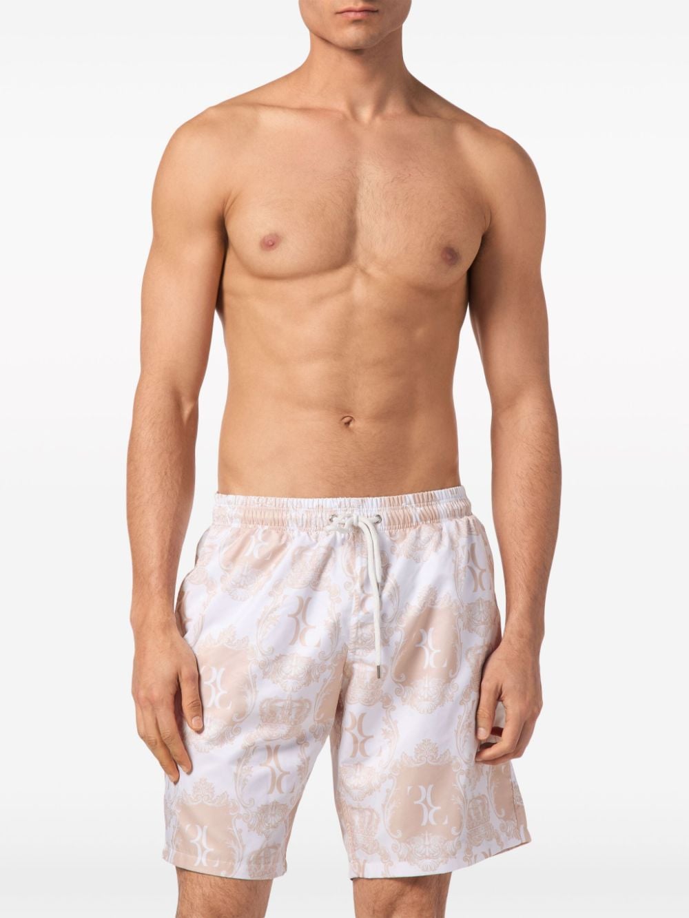 Shop Billionaire Logo-printed Swim Shorts In Neutrals