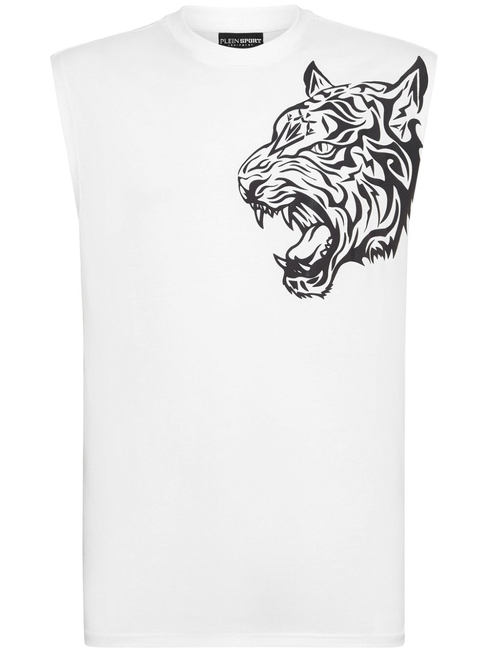 Plein Sport Tiger-print crew-neck tank top - Bianco