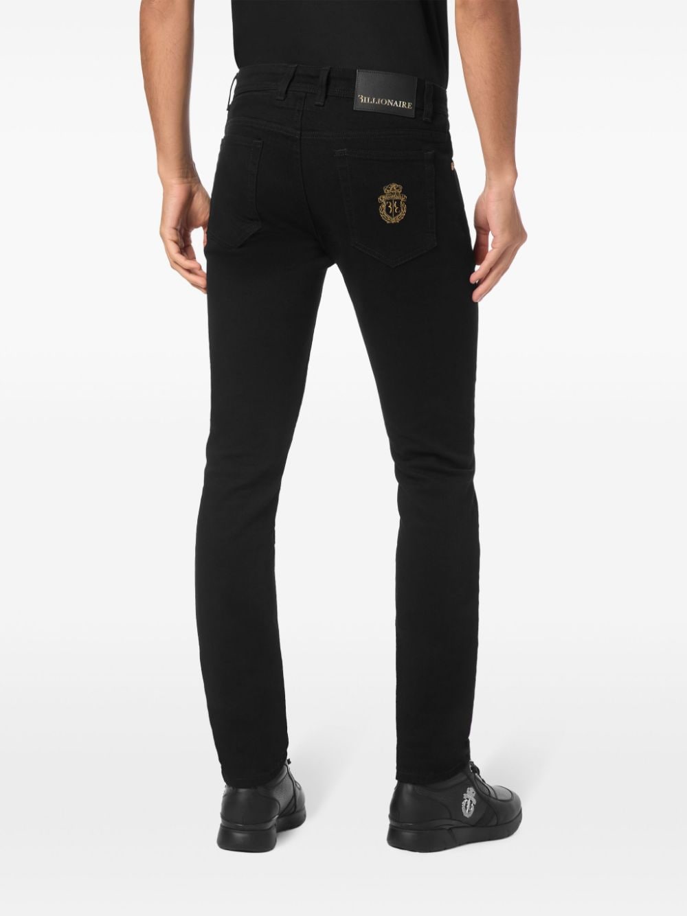 Shop Billionaire Logo-embroidered Straight-leg Jeans In Black