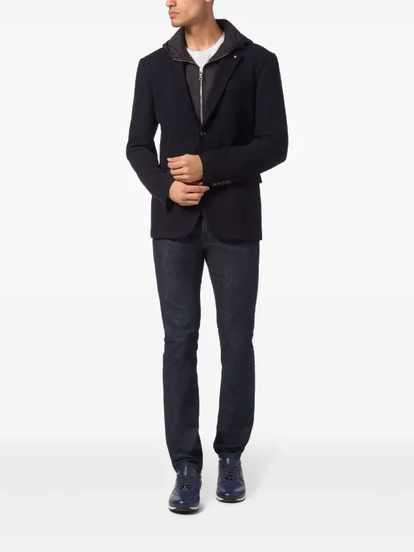 Billionaire Layered Hoodie Notch Lapels Blazer Blue FARFETCH JO