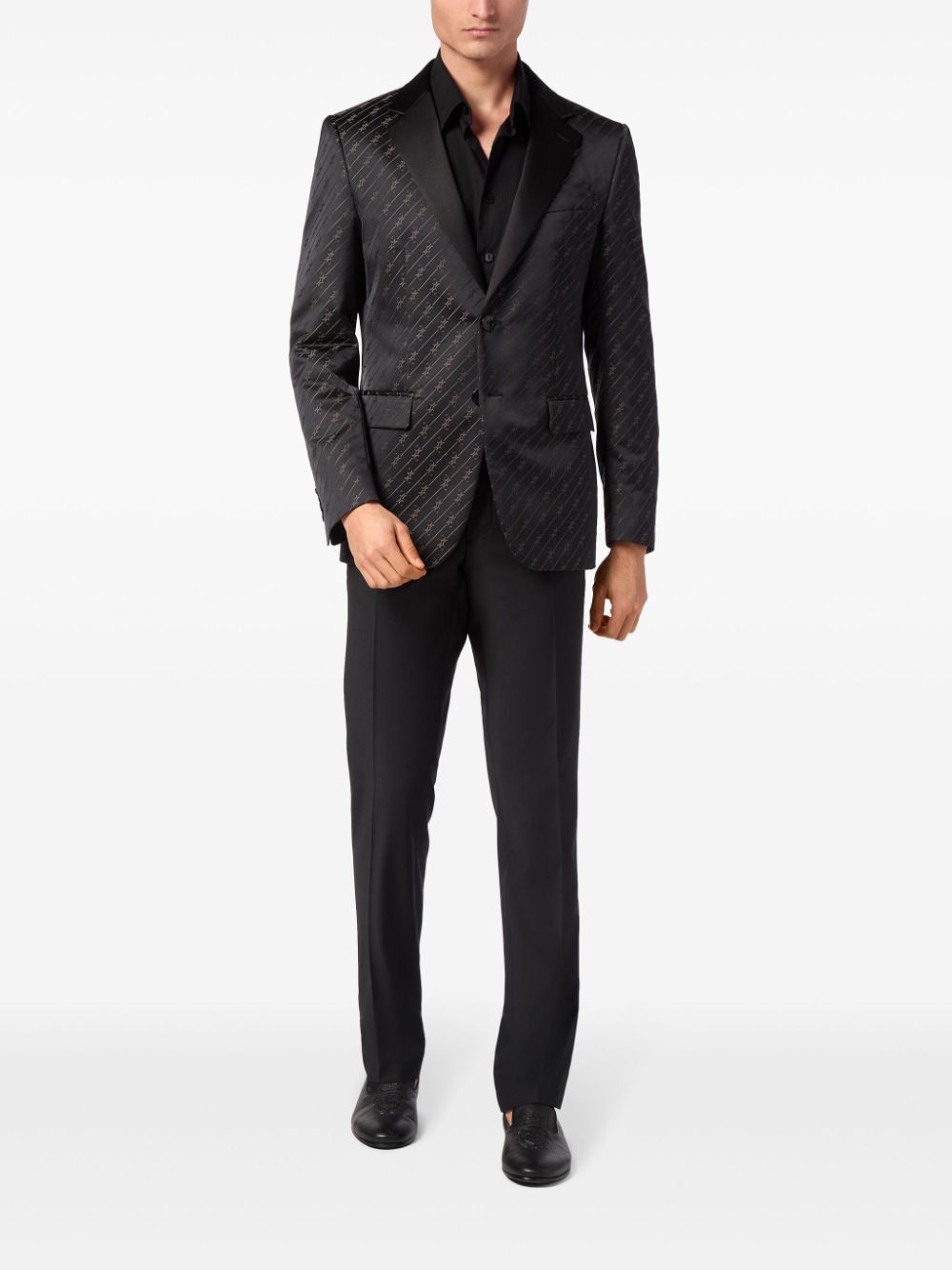 Billionaire jacquard long-sleeve blazer - Zwart