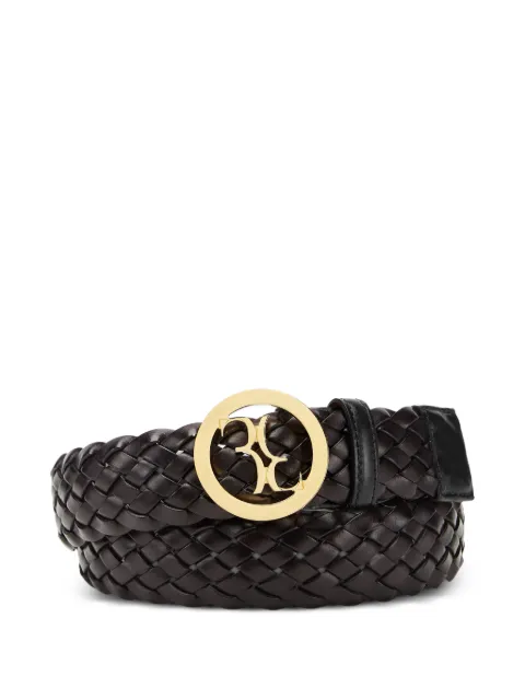 Billionaire braided logo-buckle leather belt