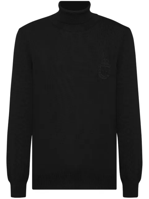 Billionaire monogram-embroidered knitted tutleneck