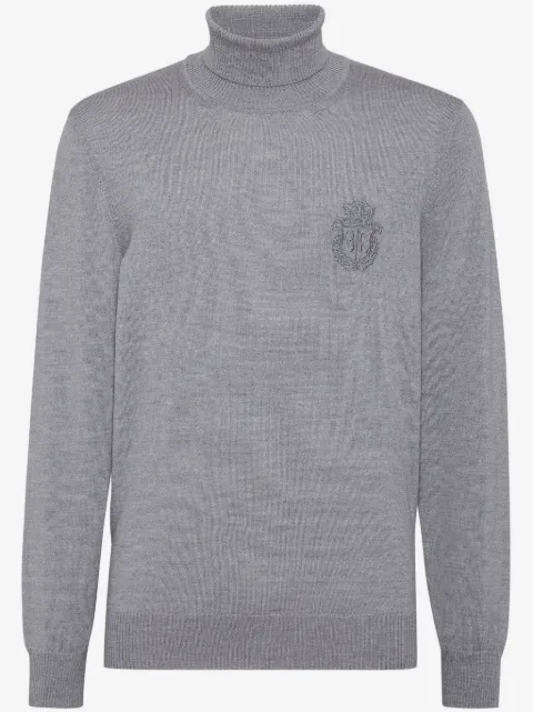 Billionaire monogram-embroidered knitted tutleneck
