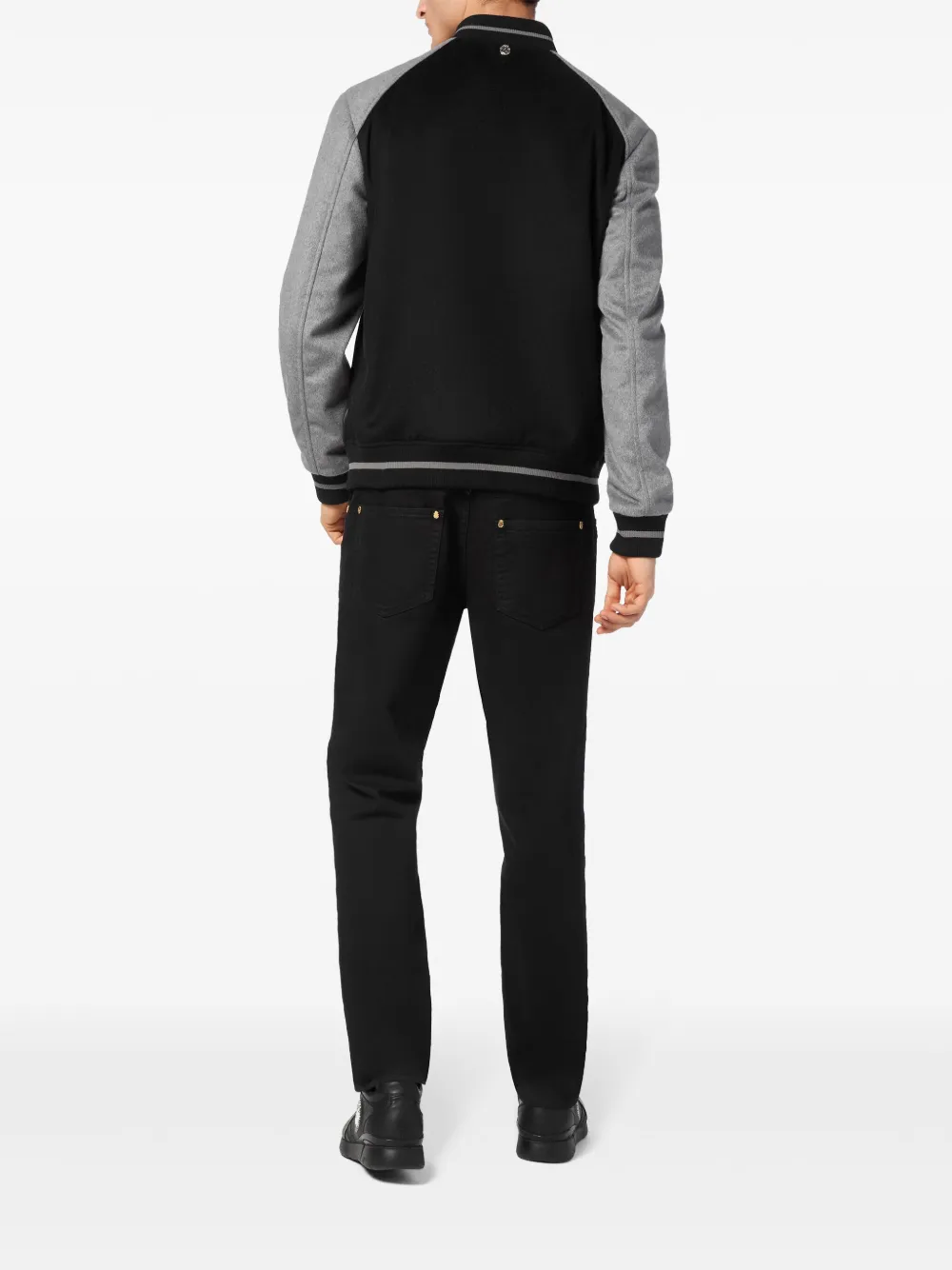 Billionaire Logo-appliqué Two-tone Bomber Jacket In Black