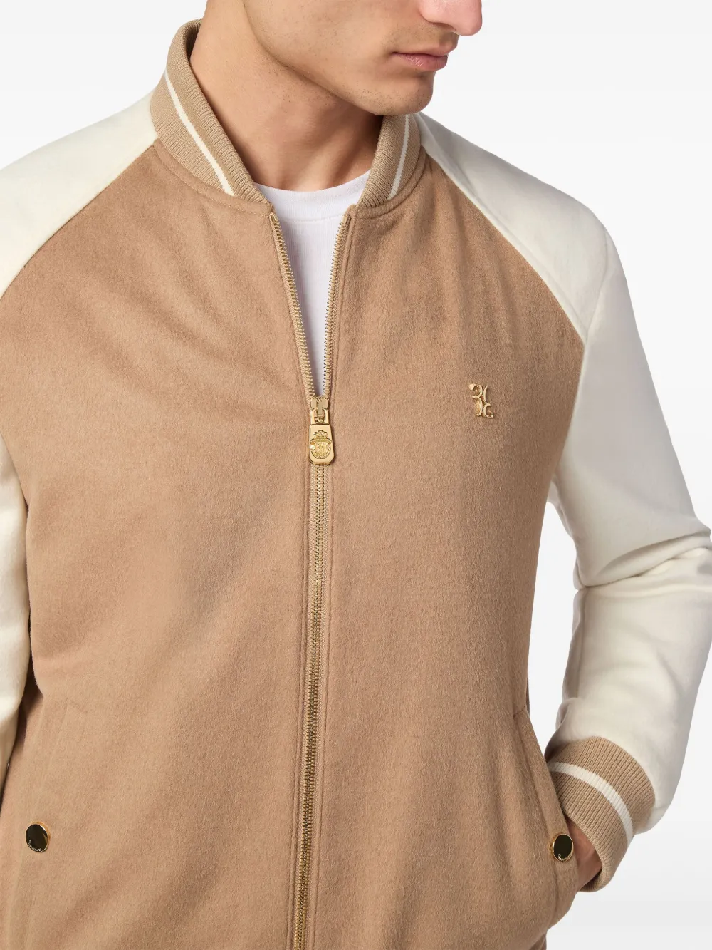 Billionaire Bomberjack met logoplakkaat Beige