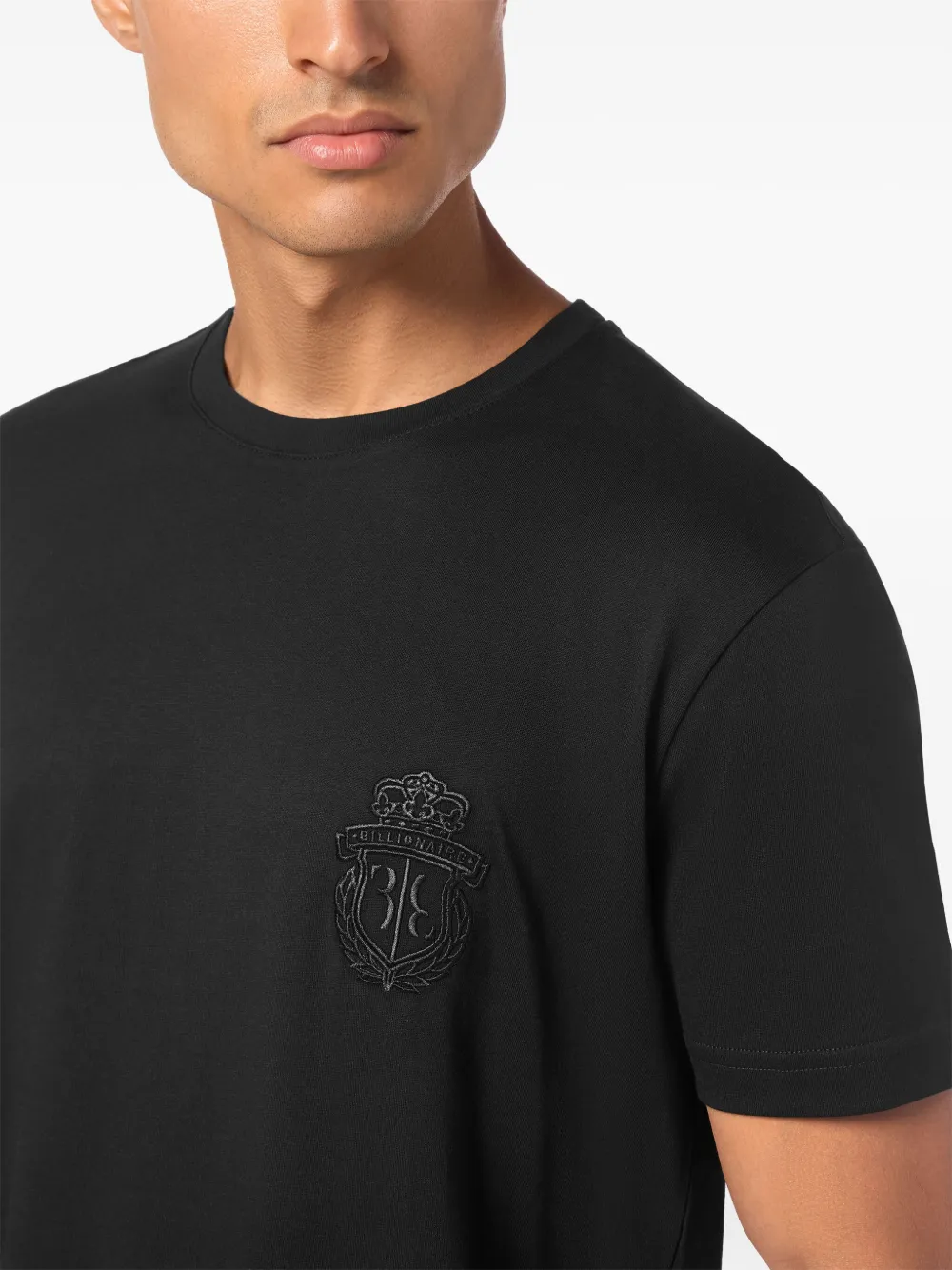 Billionaire Katoenen T-shirt met geborduurd logo Zwart