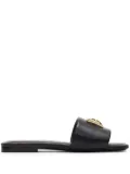 ANINE BING Ria monogramed leather slides - Black