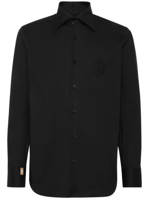 Billionaire logo-embroidered stretch-cotton shirt