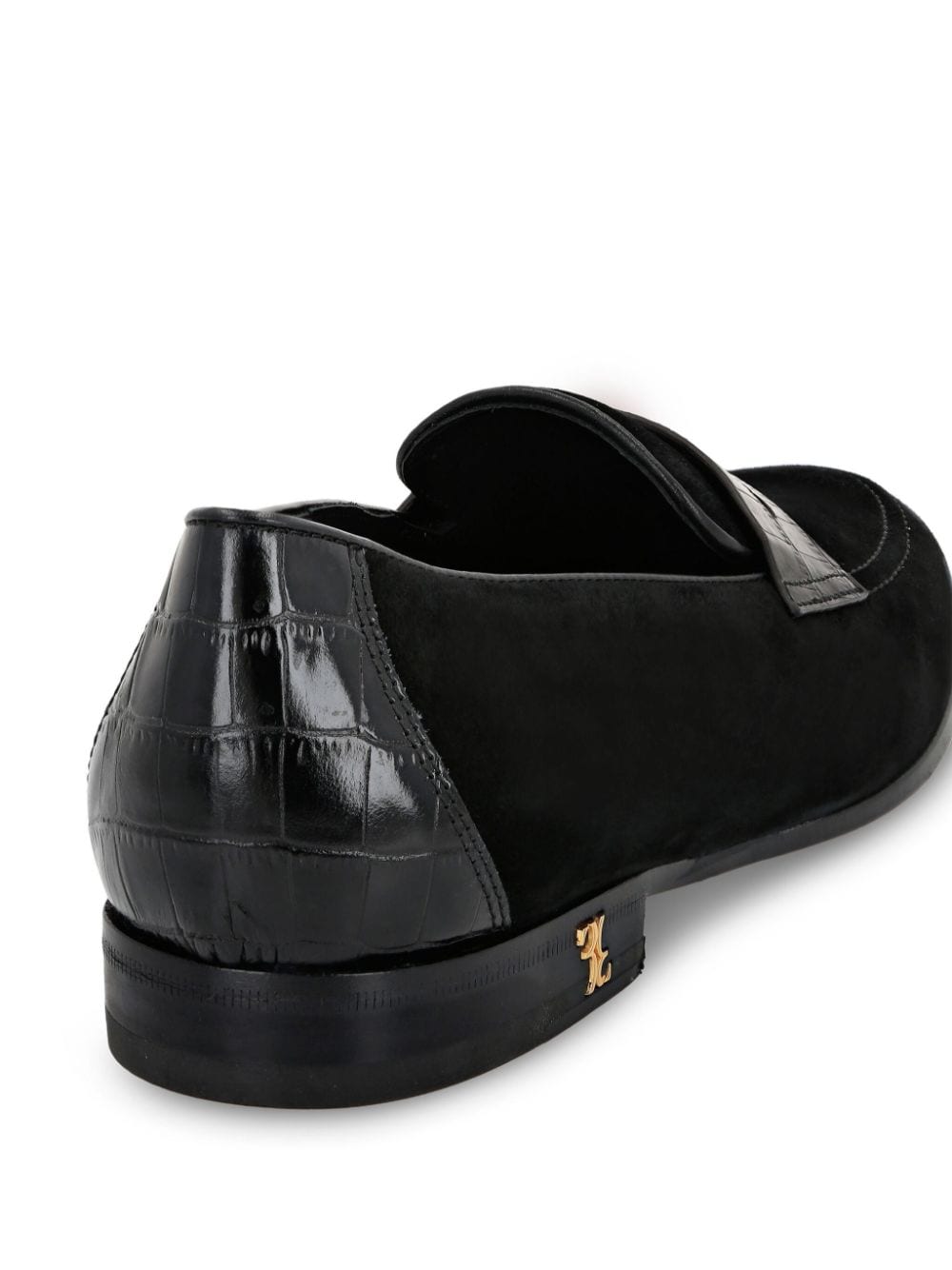 Shop Billionaire Penny-slot Suede Loafers In Black