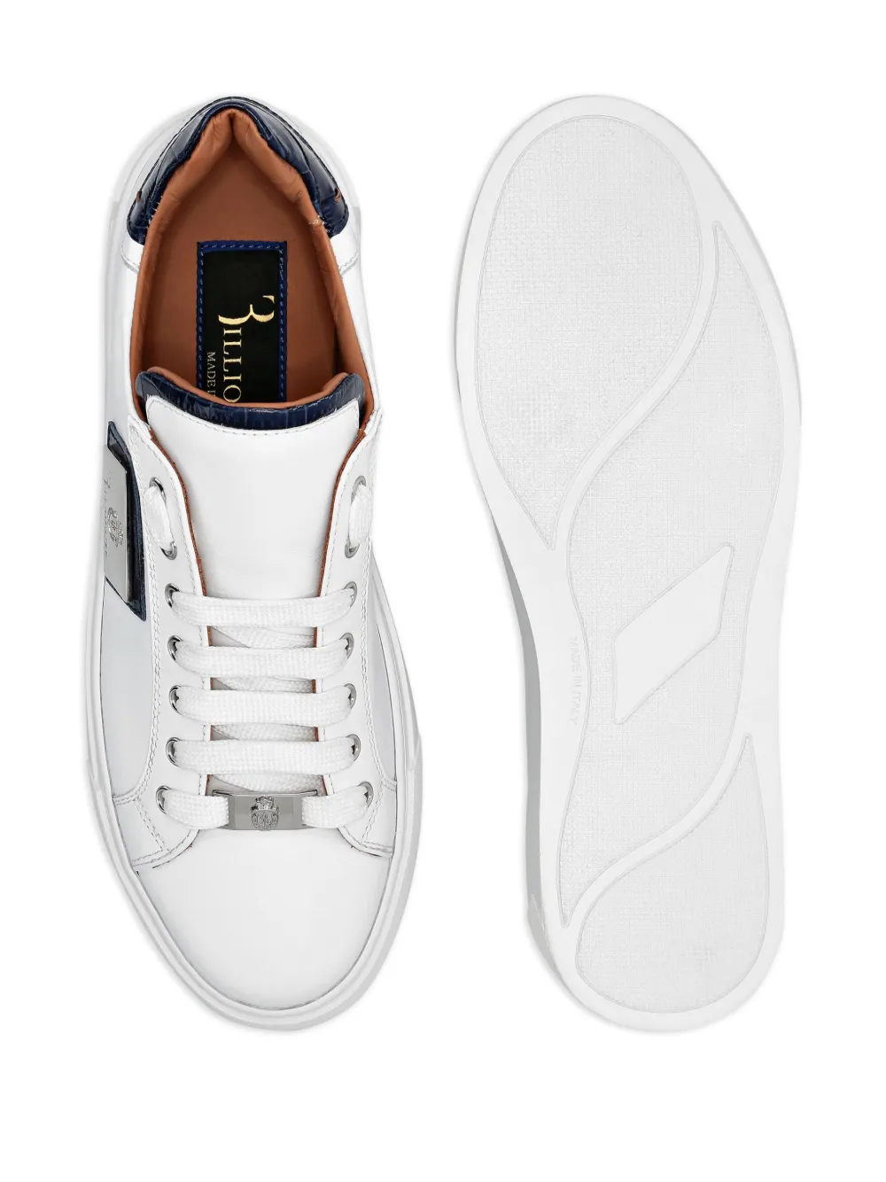 Billionaire Leren sneakers met logoplakkaat Wit