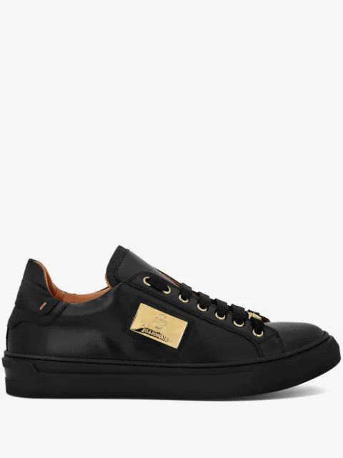 Billionaire logo-plaque leather sneakers