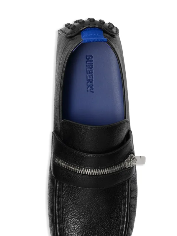 Burberry zip-detail Leather Loafers | Black | FARFETCH