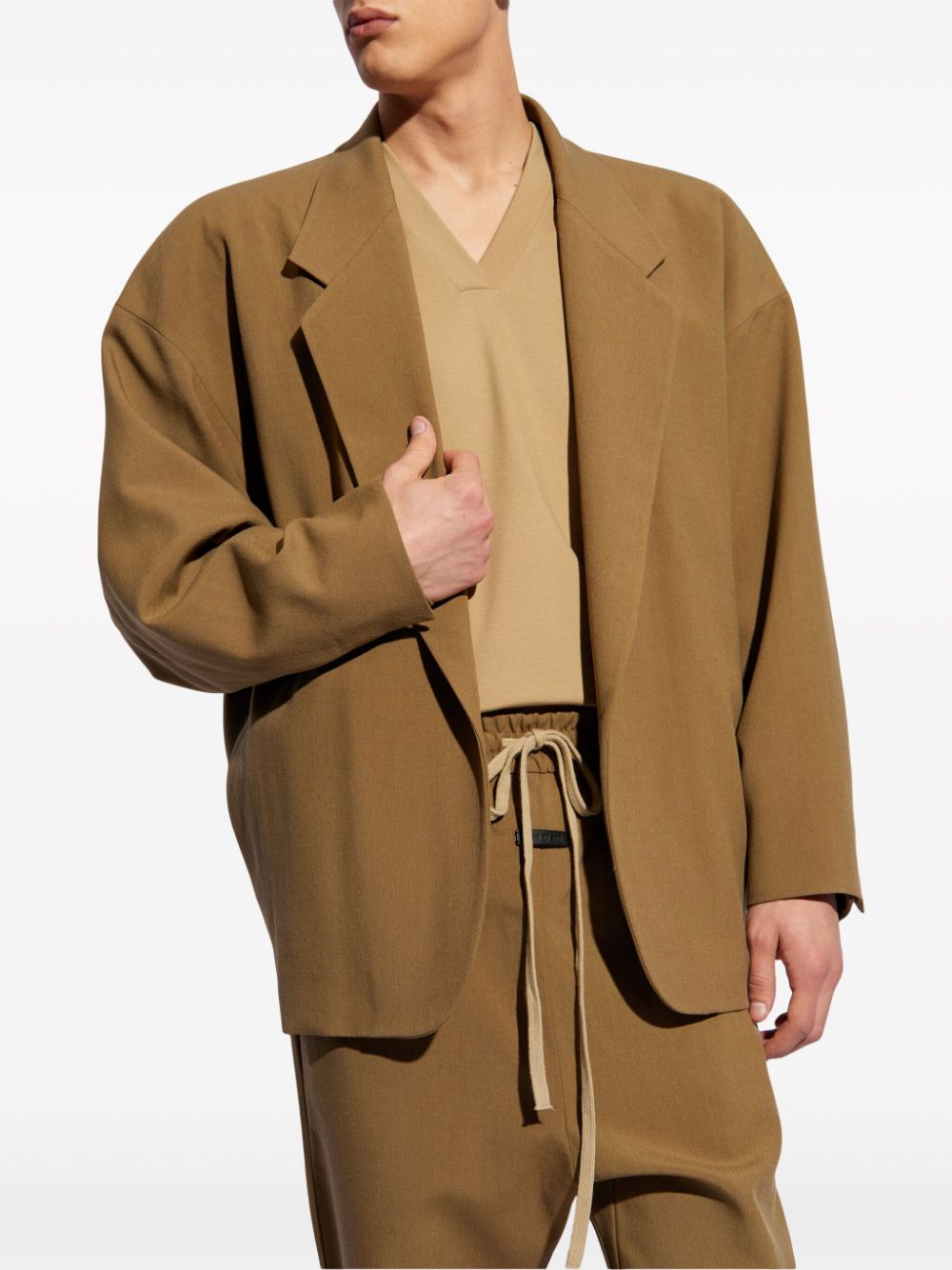 Shop Fear Of God Open-front Virgin-wool Blazer In Brown