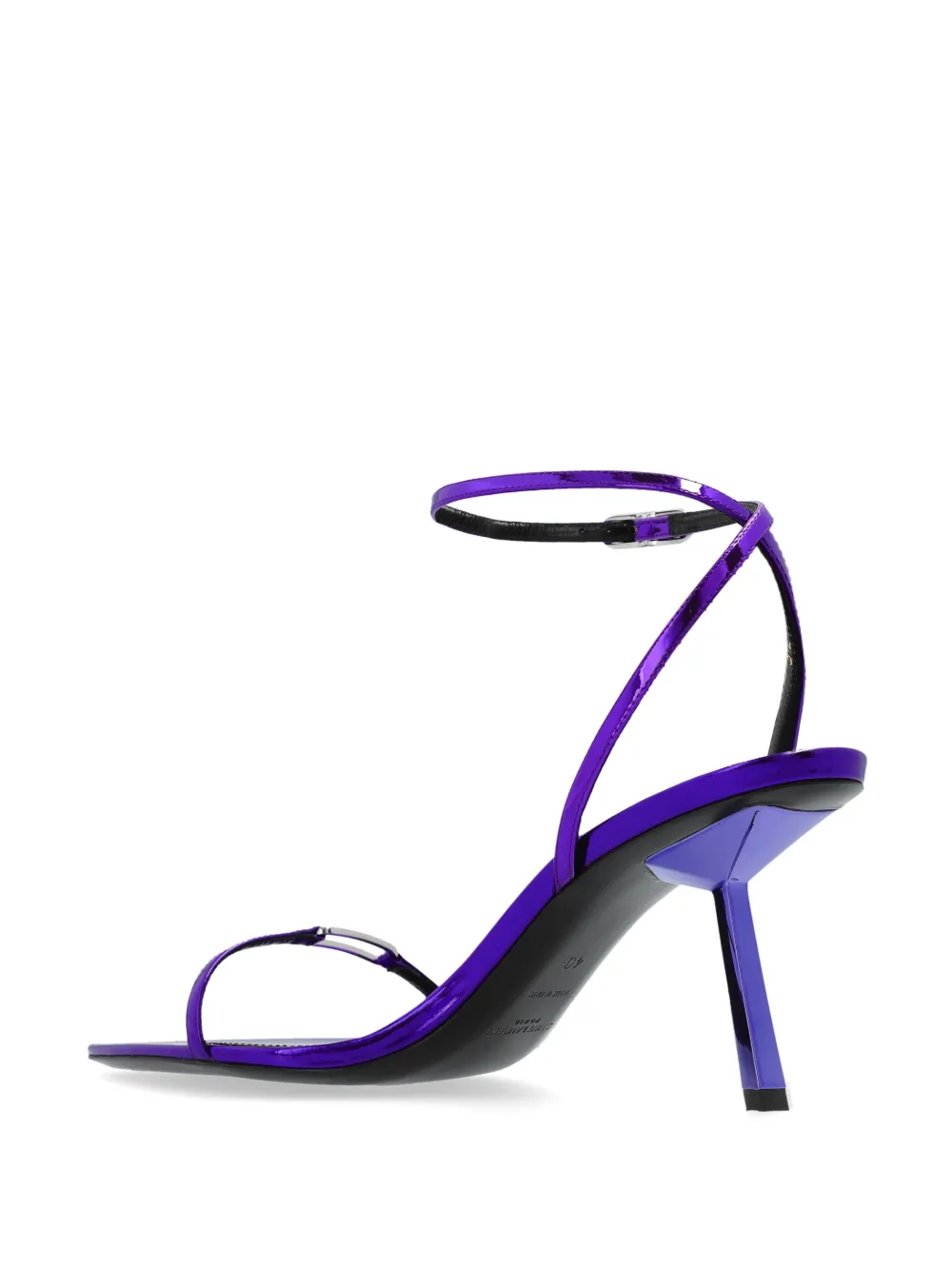 Saint Laurent Sleek Mirror Ankle-strap Kitty Sandals In Purple