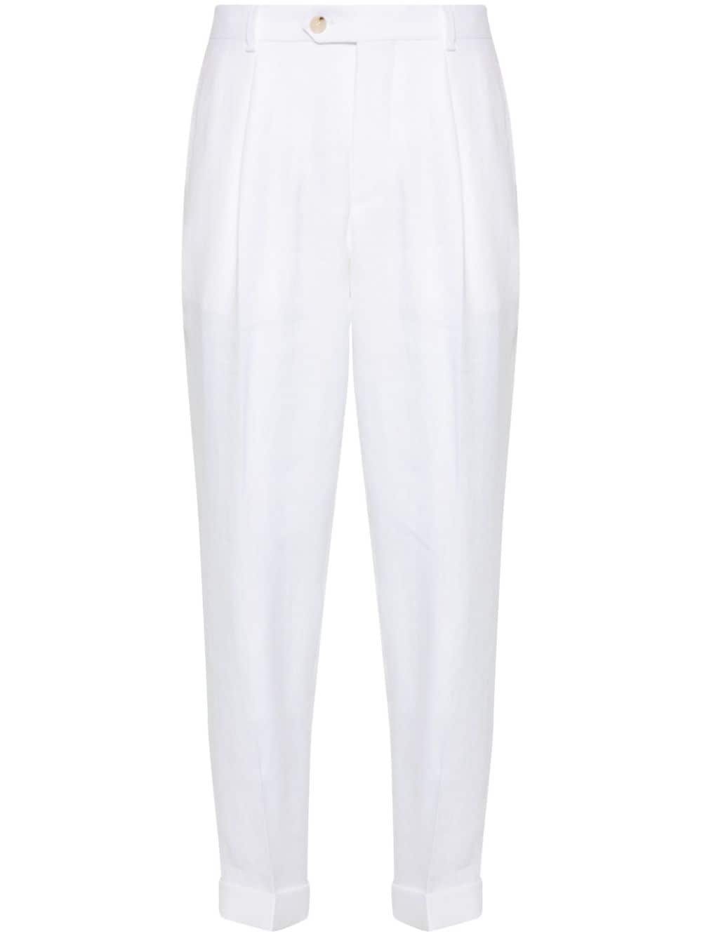 Hugo Boss Pleat-detail Trousers In White