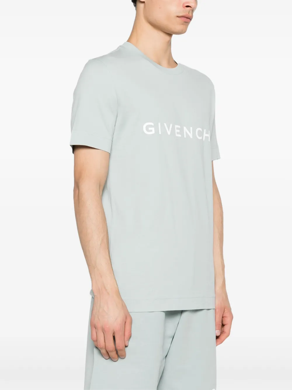 Shop Givenchy Logo-print Cotton T-shirt In Blue