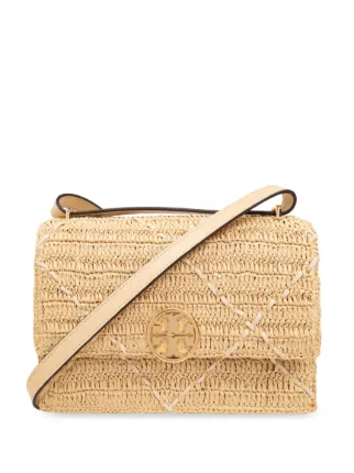 Tory Burch Miller Raffia Shoulder Bag Neutrals FARFETCH IE