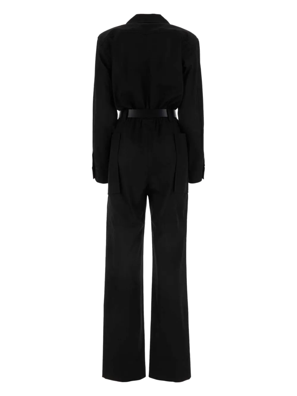 Saint Laurent belted cotton jumpsuit - Zwart