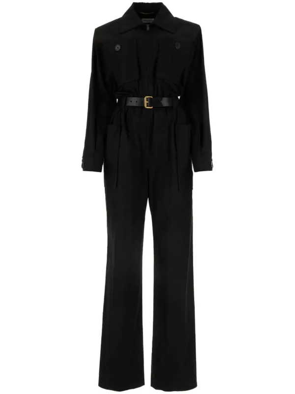 Saint Laurent ベルテッド ジャンプスーツ | ブラック | FARFETCH JP