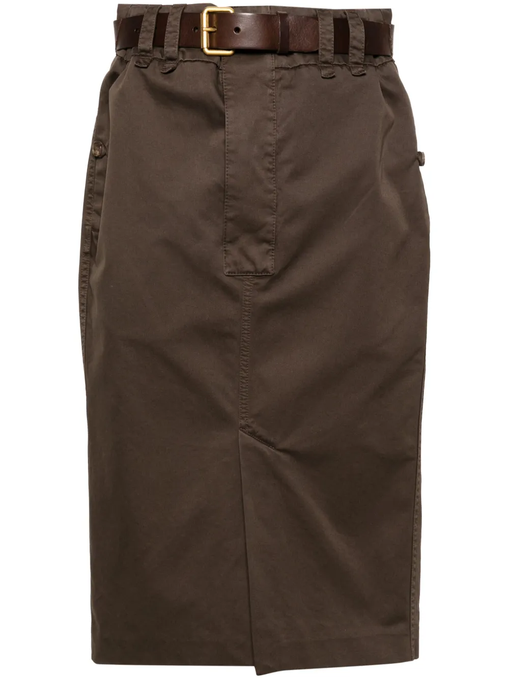 Saint Laurent Katoenen midi-rok Bruin