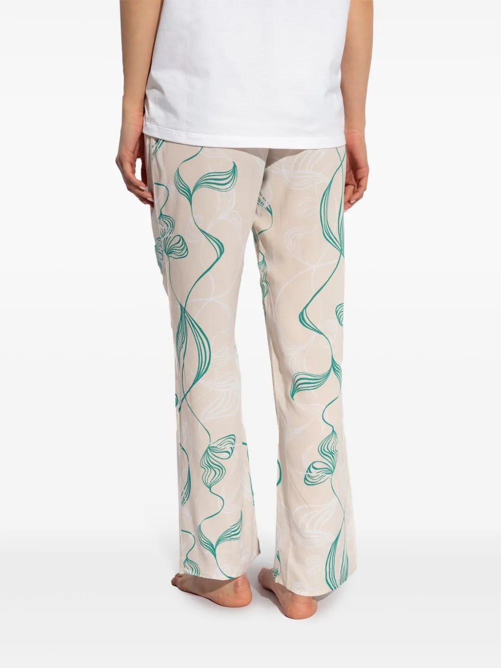 Hanro Broek met abstracte print en trekkoord - Beige
