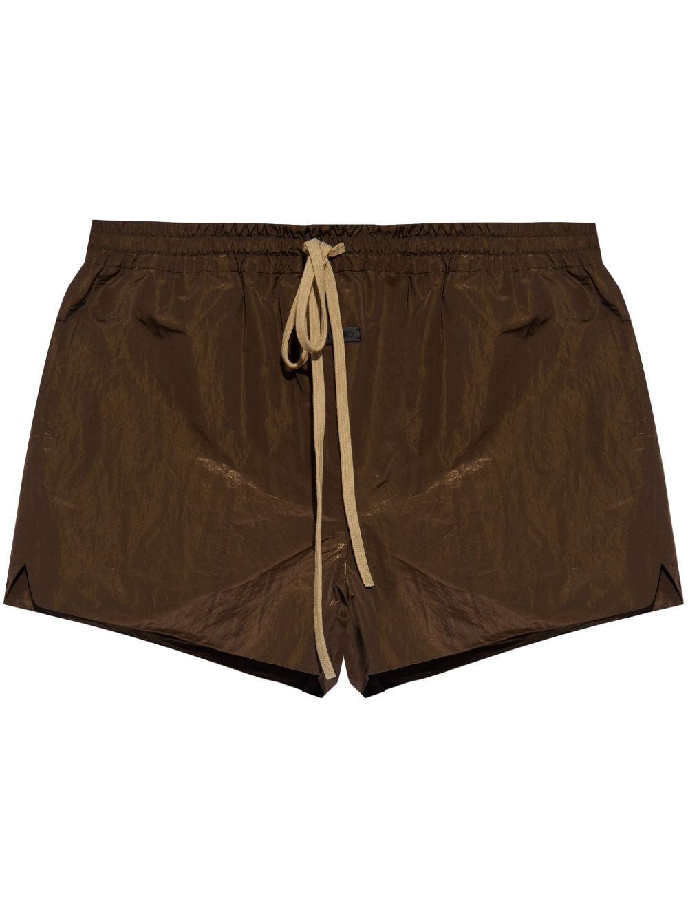 lamé-effect drawstring track shorts