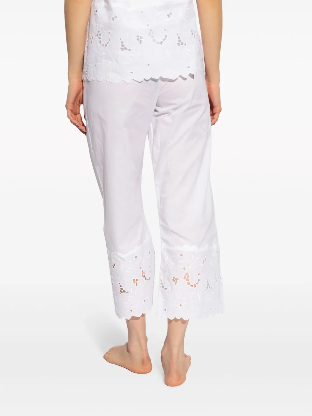 Shop Hanro Wide-leg Cropped Trousers In White