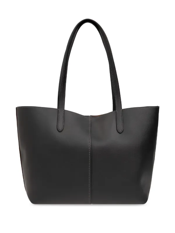 Black leather bag tote sales