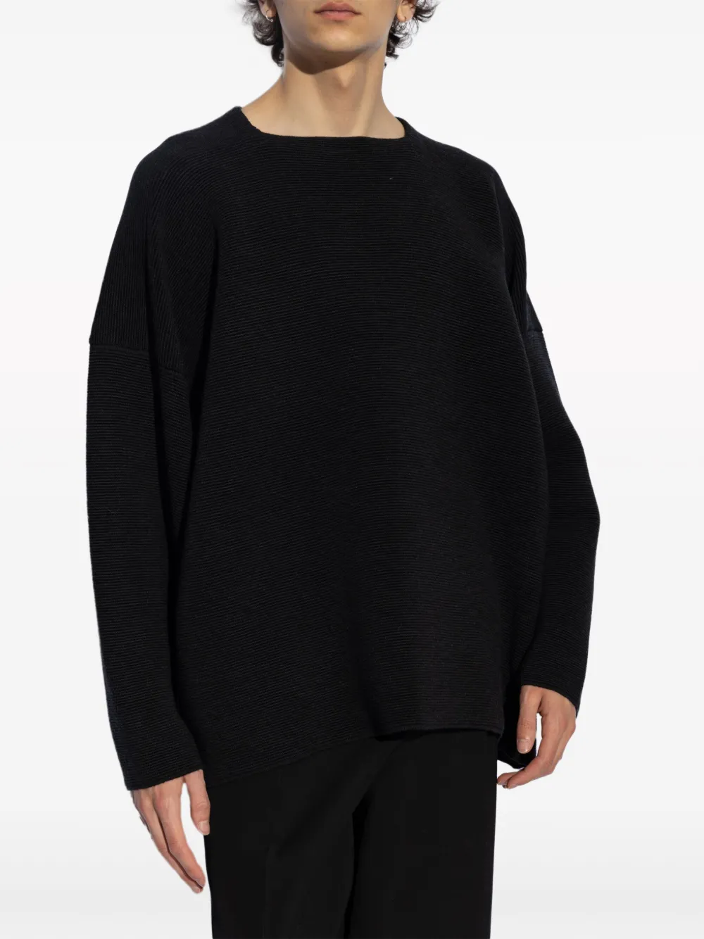 Shop Fear Of God Ottoman Wool Ribbed Jumper In 黑色