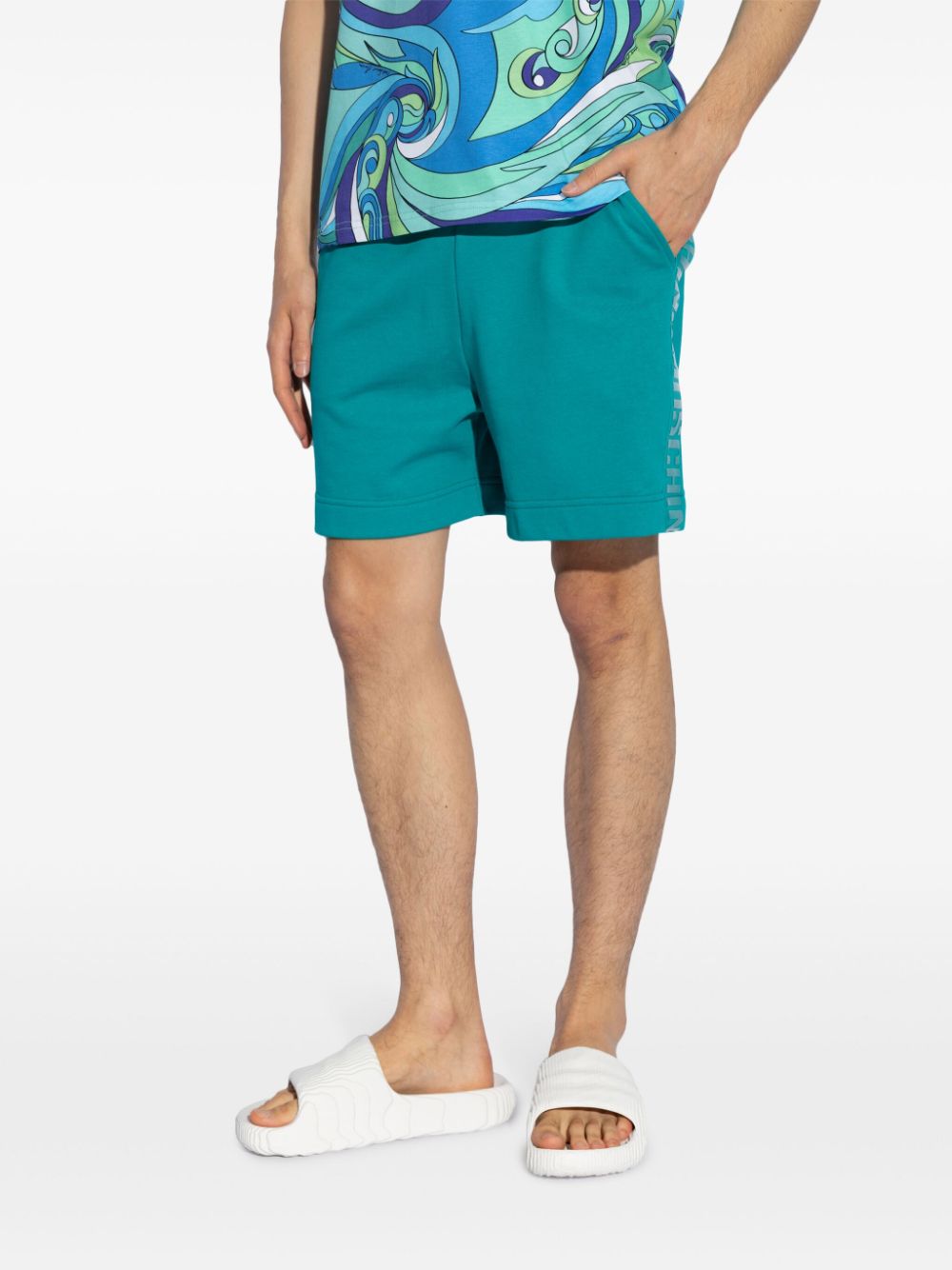 Moschino Katoenen shorts met logo-reliëf Blauw