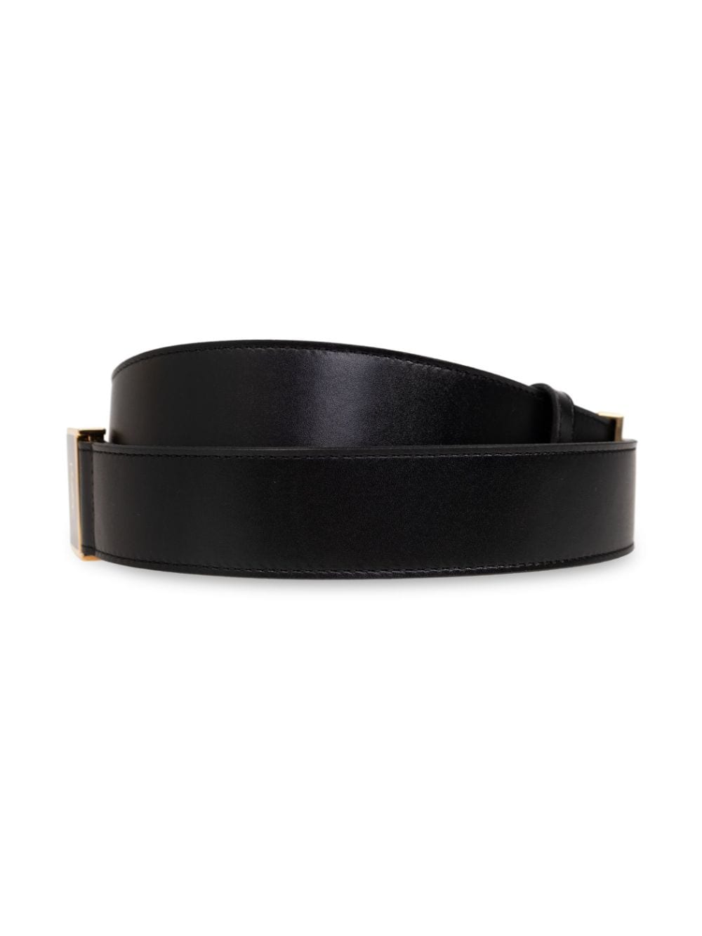 Shop Saint Laurent Cassandre Leather Belt In Schwarz
