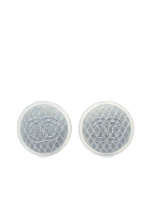 CHANEL Pre-Owned 1999 diamond-patterned CC button clip-on earrings