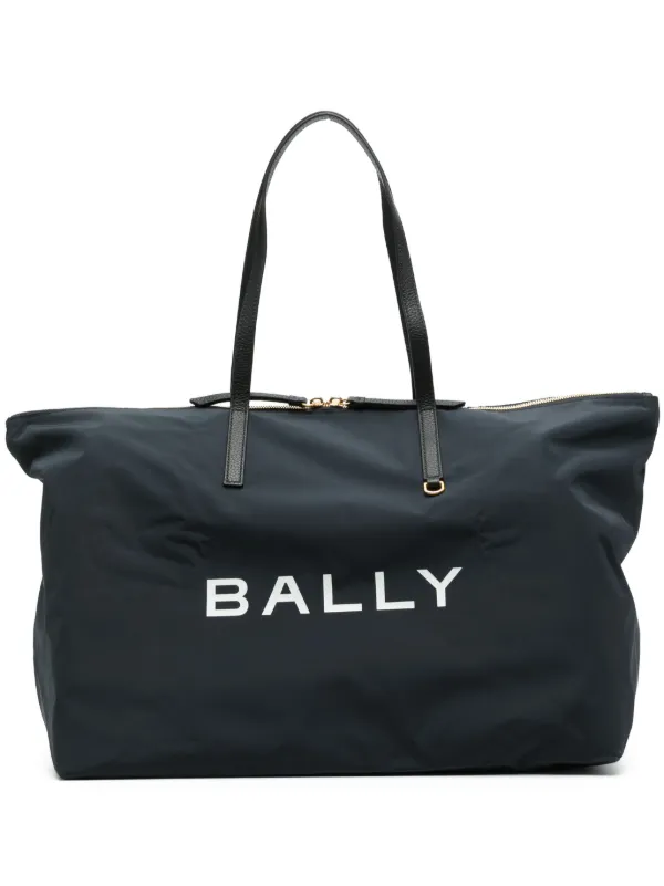 Bally Foldable logo print Tote Bag Blue FARFETCH AO