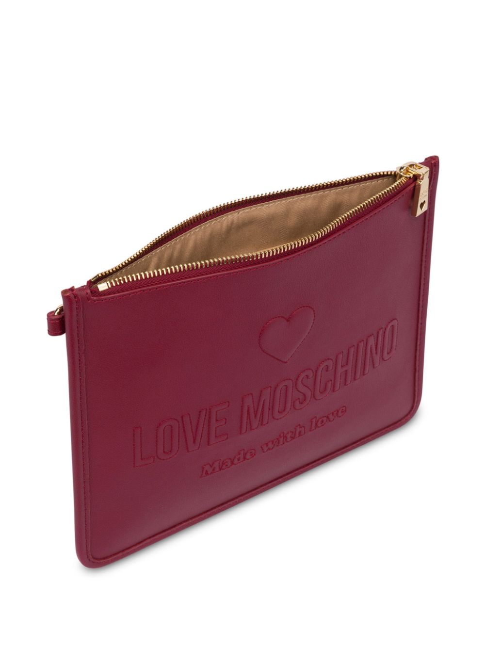 Shop Love Moschino Logo-embossed Clutch Bag In Red