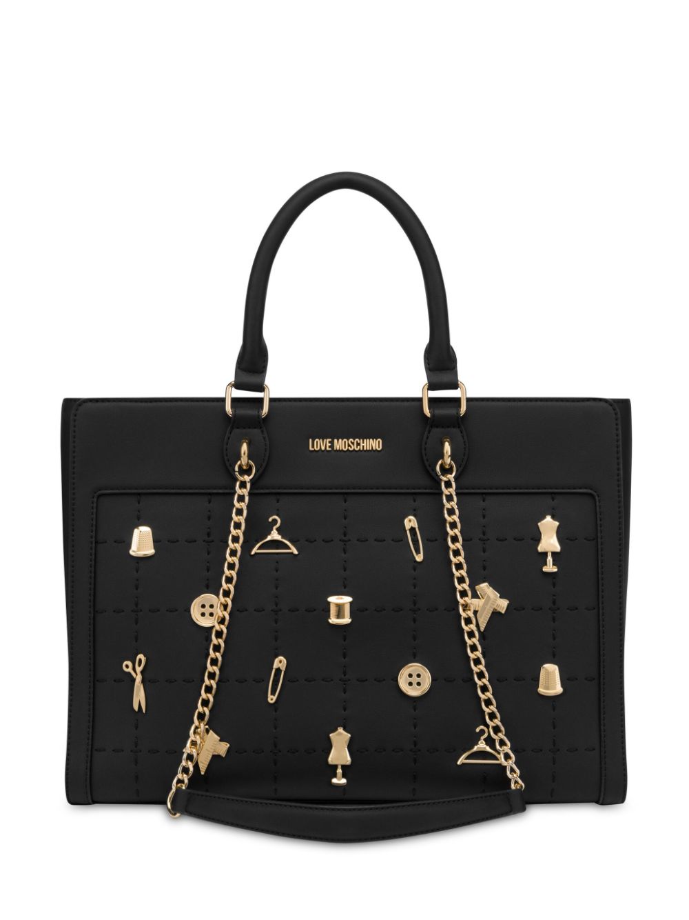 Love Moschino Logo-lettering Chain-detail Tote Bag In Black