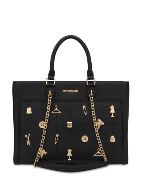 Love Moschino logo-lettering chain-detail tote bag Women