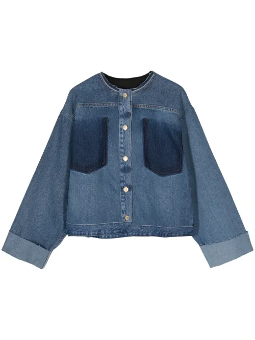 Veste en jean University à simple boutonnage - LITKOVSKA - Modalova