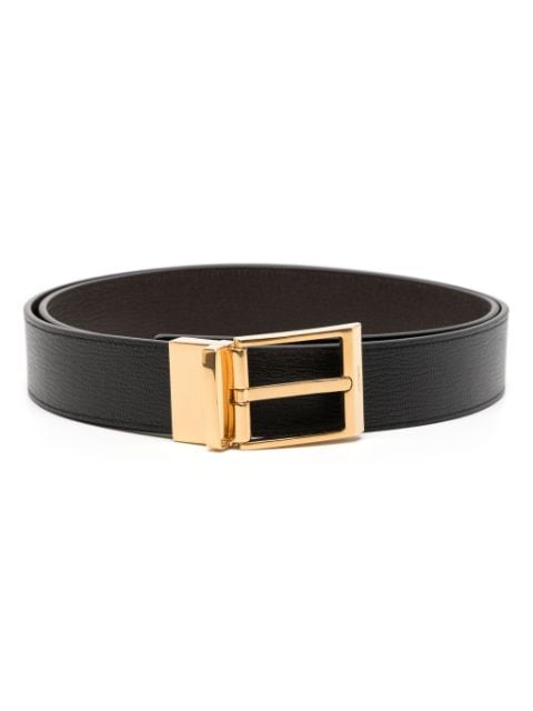 Bally logo engraved-buckle leather belt 