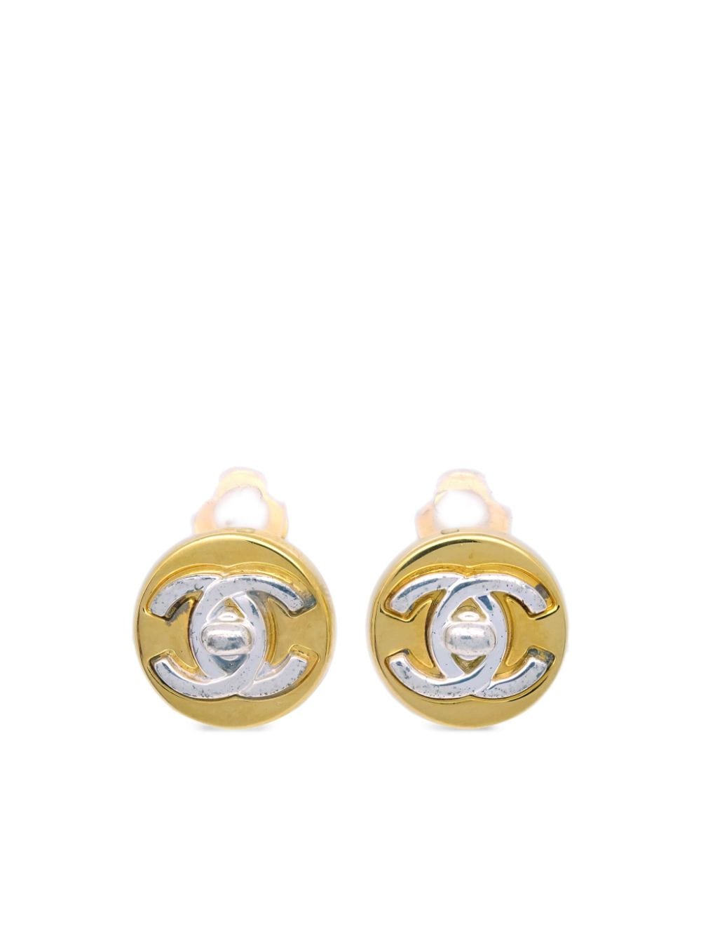Pre-owned Chanel 1997 Cc Turn-lock Clip-on Earrings In Gold