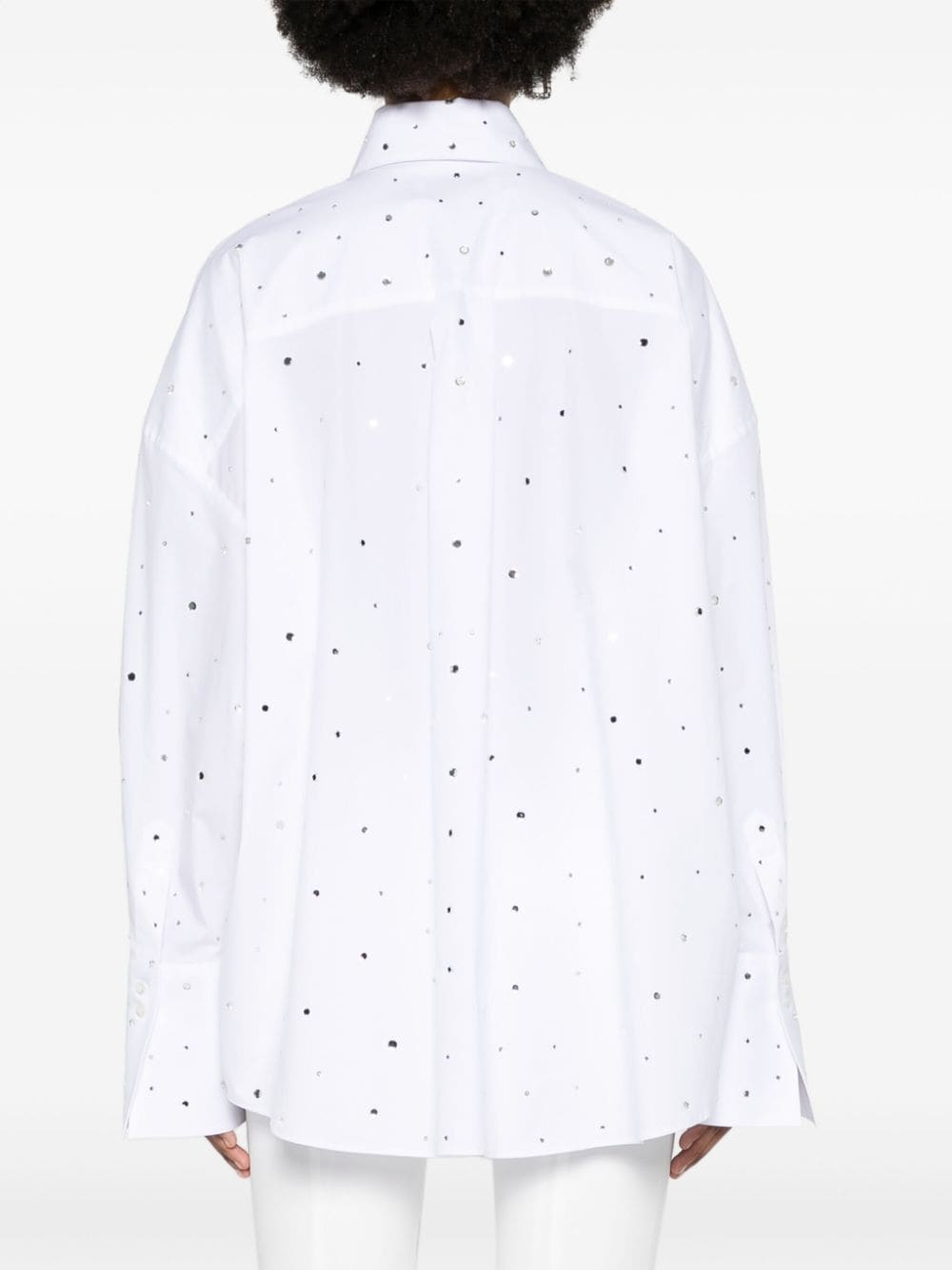 Shop Giuseppe Di Morabito Rhinestone-embellished Poplin Shirt In White